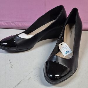 Time and Tru Women's 9.5 Black Dress Wedge Shoe - New